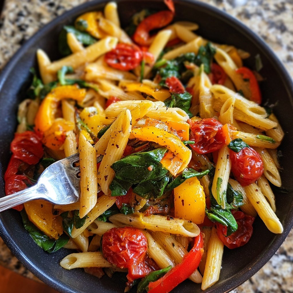 Healthy Lunch Roasted Vegetable Pasta Salad