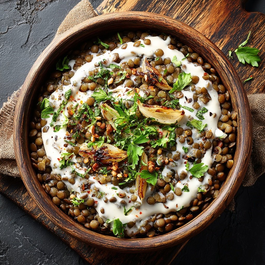 Creamy Garlic Lentil Bowl