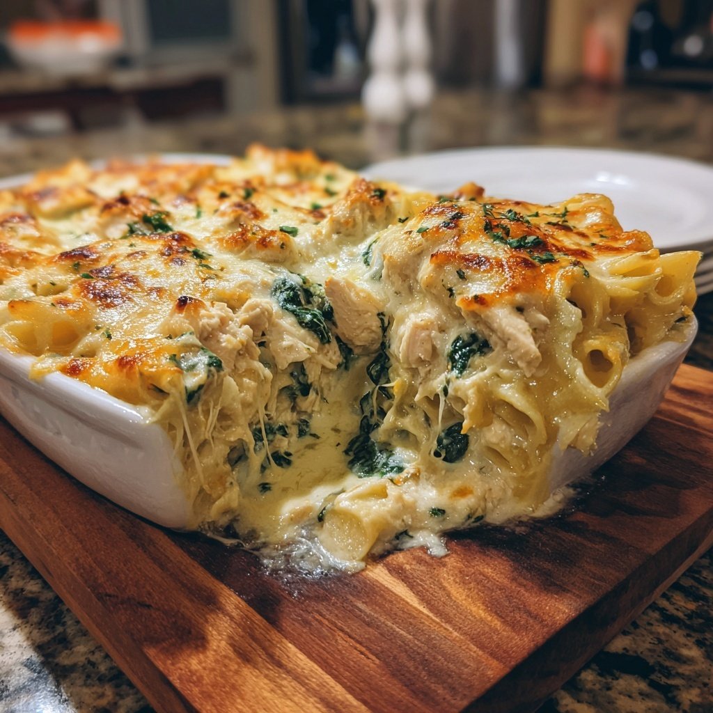 Creamy Spinach Chicken Alfredo Bake