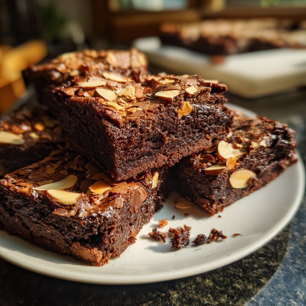 Cottage Cheese Brownies with Chopped Almonds