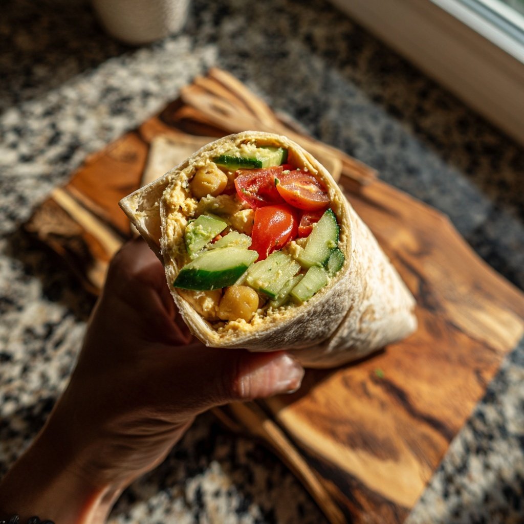 Healthy Lunch Mediterranean Chickpea Wrap