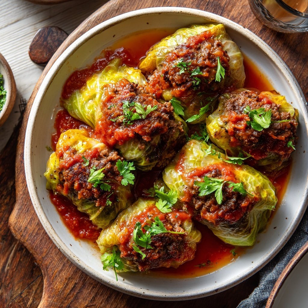 Hamburger Meat And Rice Stuffed Cabbage