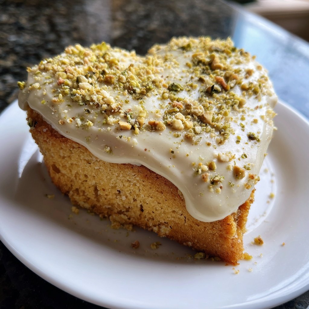 Mini Heart Cake with Pistachio Vanilla Frosting