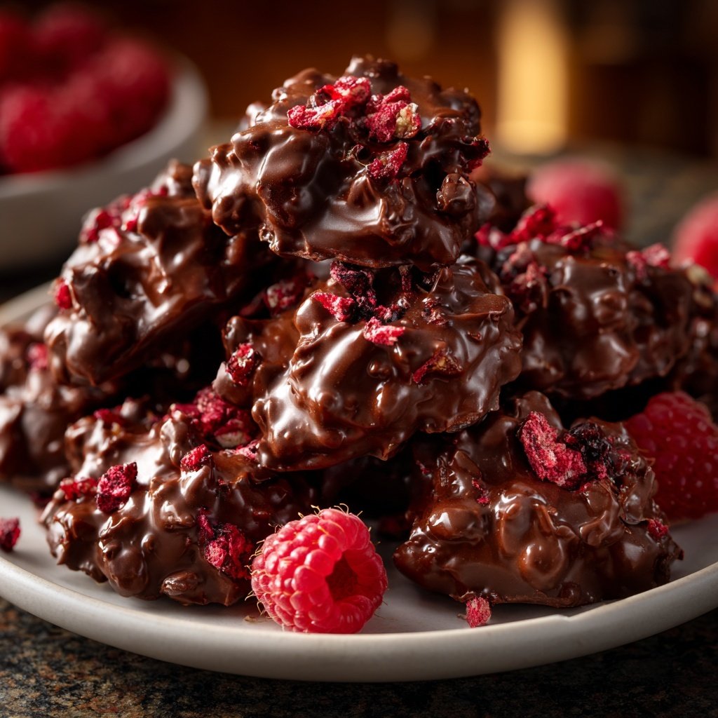Valentines Treats Chocolate Raspberry Clusters